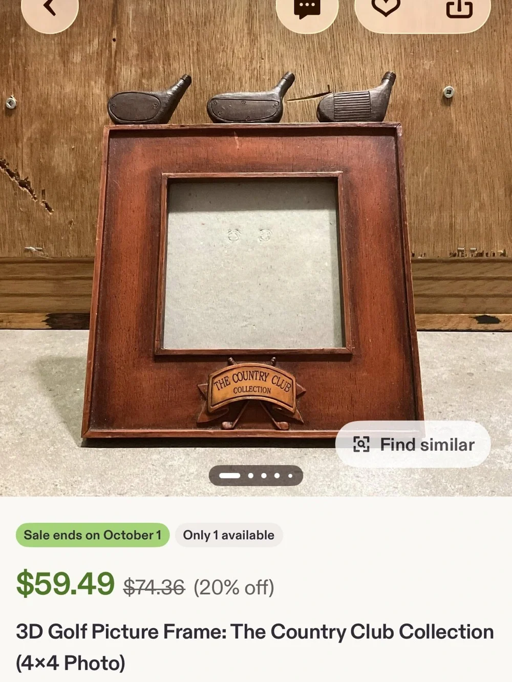 The Country Club Photo Frame in Brown with Red and Cream Accents 7 x 9” - New